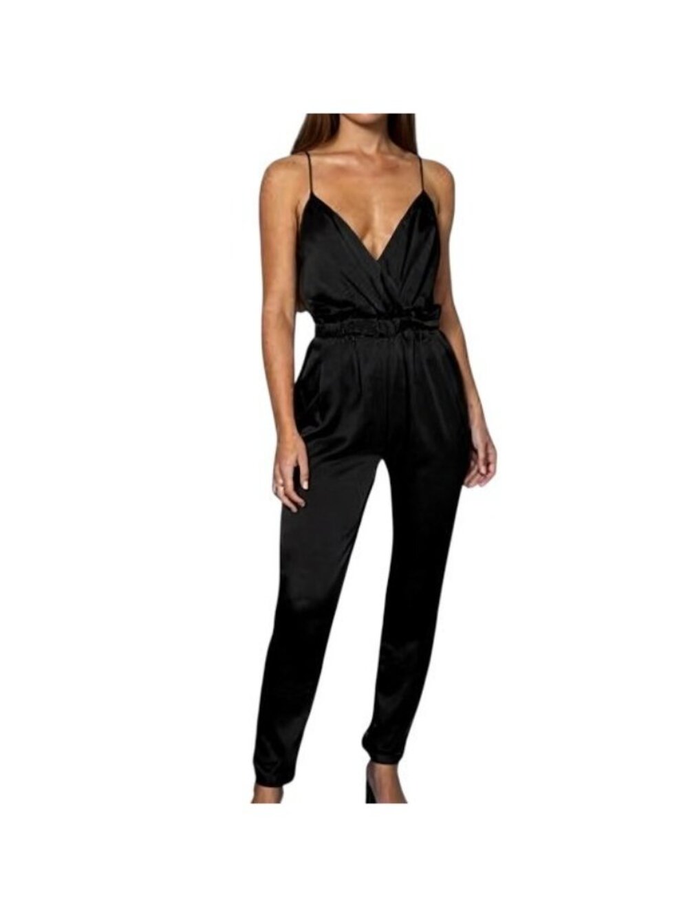 NWT Babyboo Fashions Scarlett Satin Jumpsuit Open Back Black XS - Picture 13 of 13